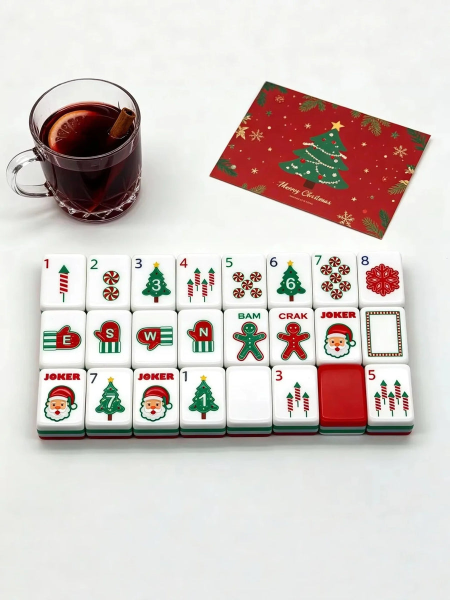 American Mahjong Tiles, Christmas Red 4 Layer Acrylic, Holiday Design, view 4
