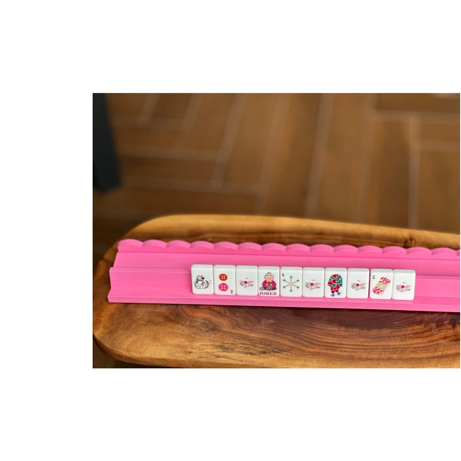 Mahjong 2-in-1 Racks and Pushers, Set of 4, 18 Inch Foldable Solid Wood, Multicolor, view 3