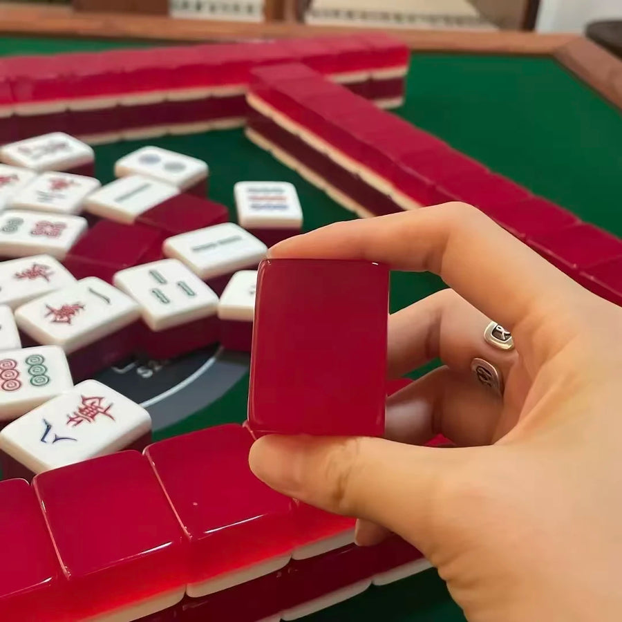 American Mahjong Set, Jelly Pink and Red Acrylic Tiles, Classic Style, view 5