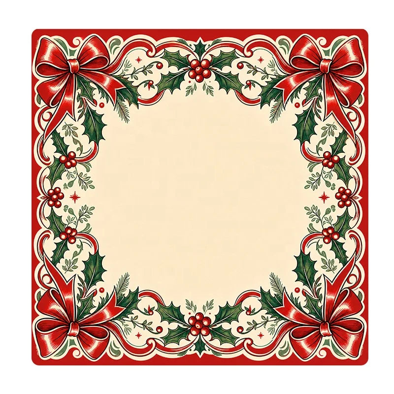 American Mahjong Mat, Rubber, Noise Reducing, Abstract Coral Sea Floral Pattern