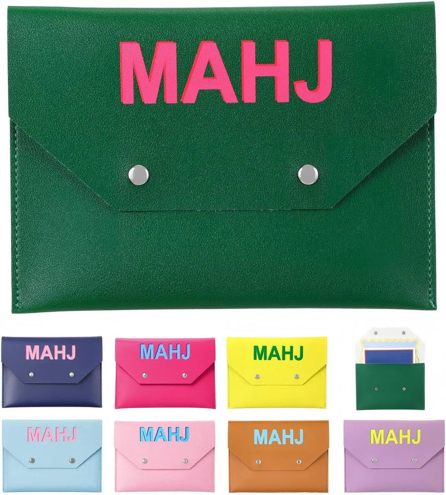 Mahjong Card Holder, PU Leather Rule Card Case with Magnetic Closure, Portable Protective Pouch