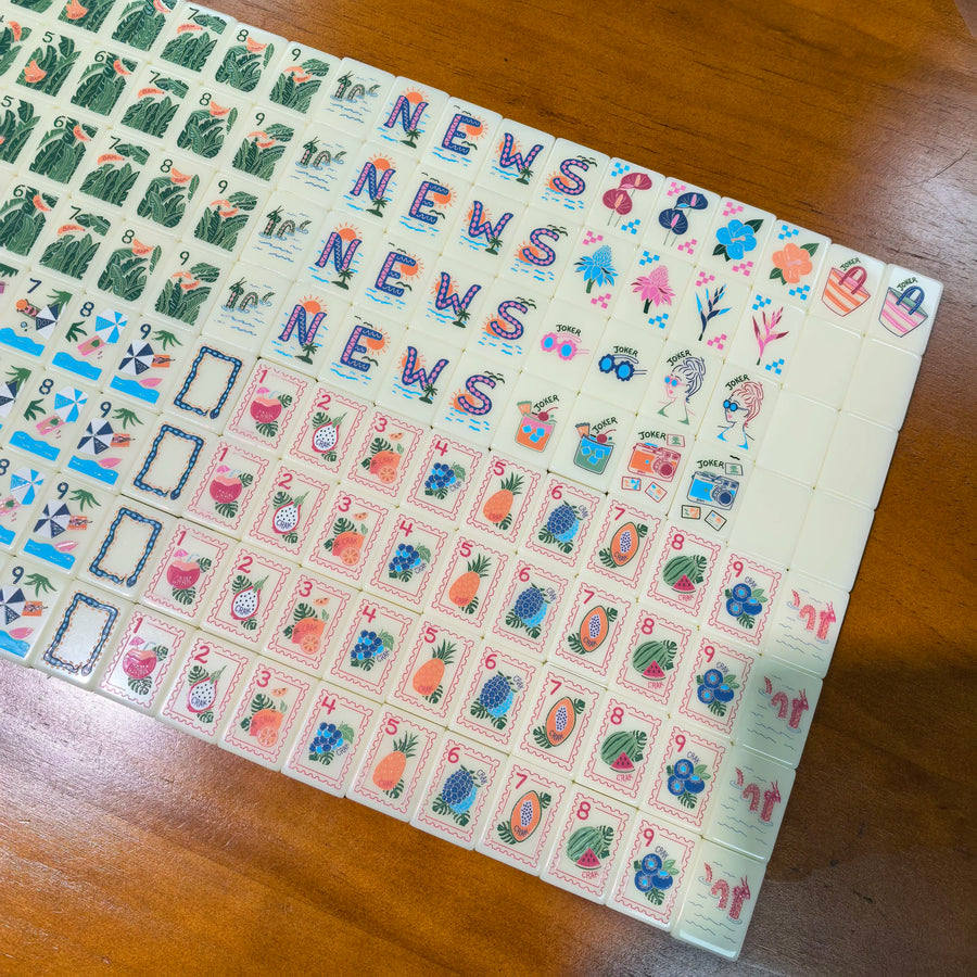 American Mahjong Set for Travel, Blue Vacation Style Design, Modern Tile Set, view 3