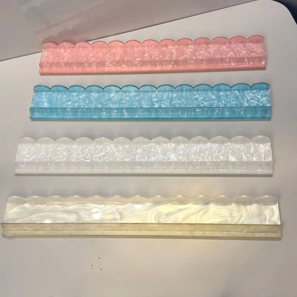 Mahjong Racks, Set of 4, Shell Edge Marbled Pearl Acrylic, 4 mm Thick, Pastel Colors