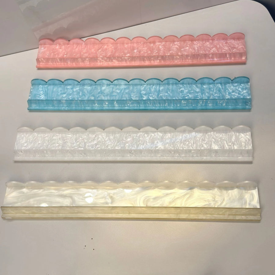 Mahjong Racks, Set of 4, Shell Edge Marbled Pearl Acrylic, 4 mm Thick, Pastel Colors
