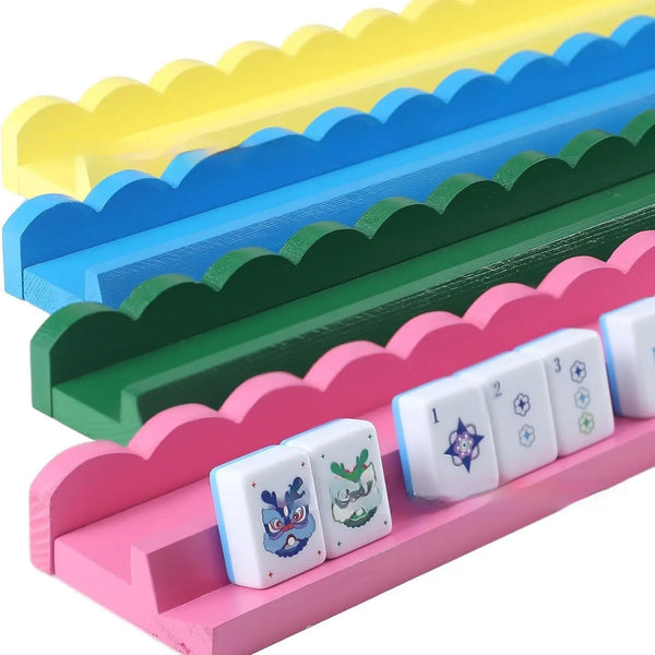 American Mahjong Racks, Set of 4, Colorful Wavy Wood, Portable