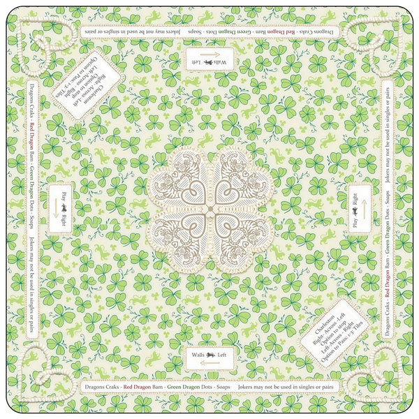 American Mahjong Mat with Rules, 31.5 Inch, Non-Slip, Noise Reducing, Clover Design