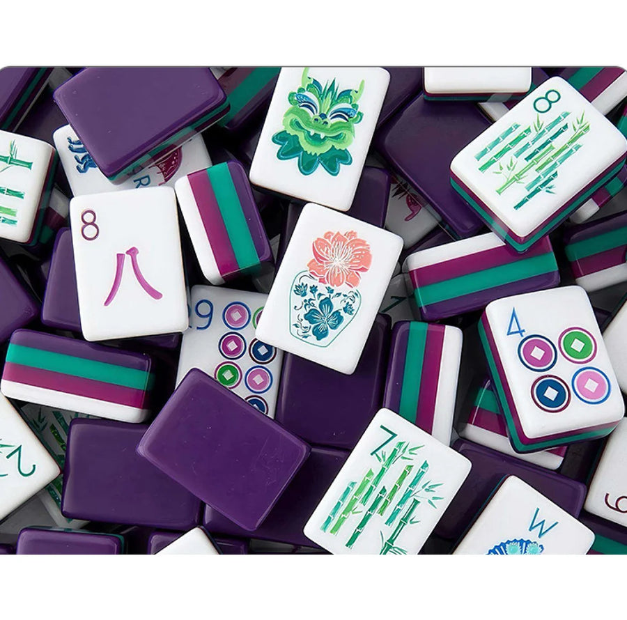 American Mahjong Set, 166 Tiles, 4 Layer Acrylic, Purple with Umbrella Monkey Joker, view 3