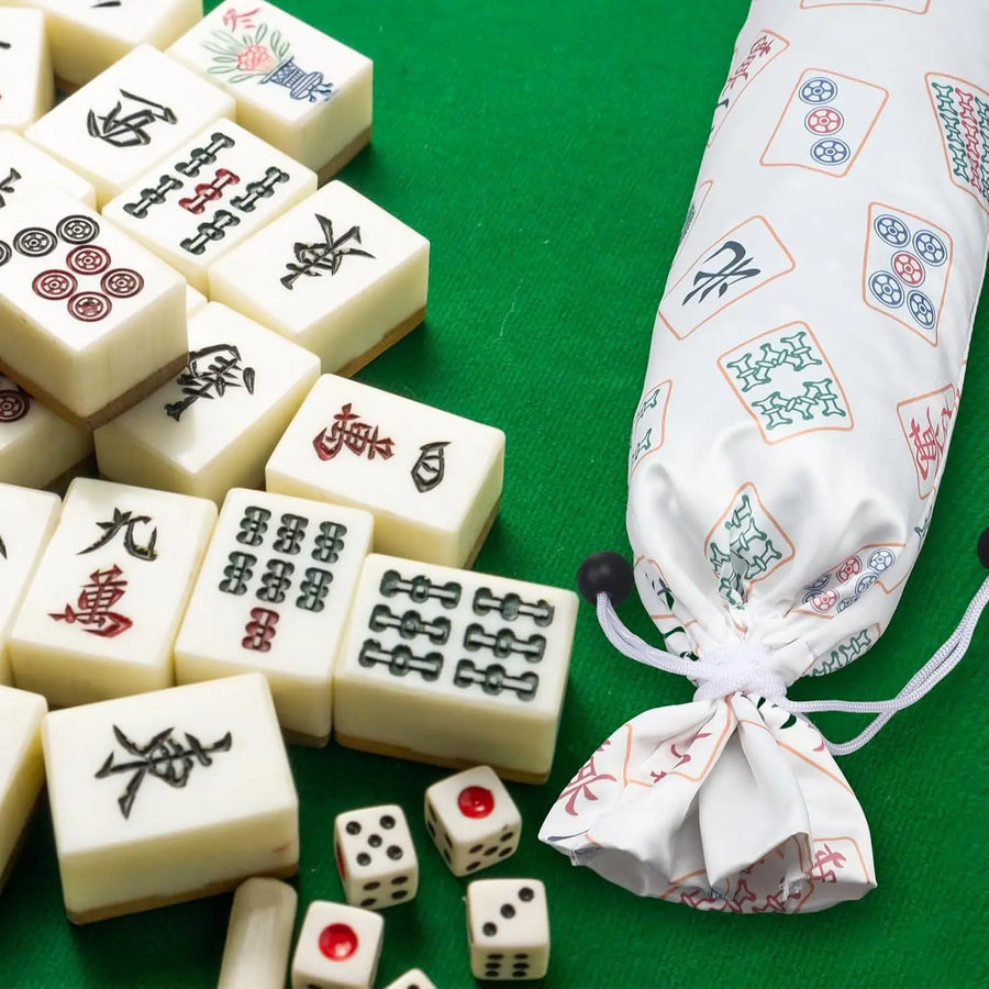 Mahjong Storage Bag with Drawstring Closure, Patterned Design, view 5