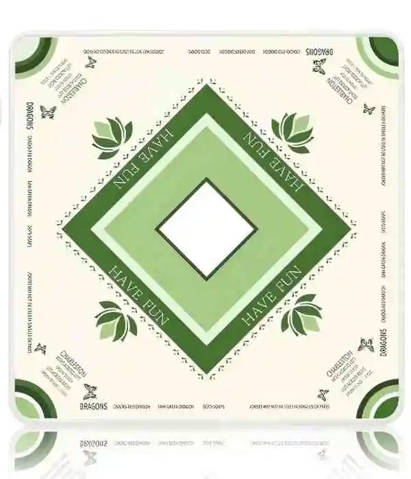 Mahjong Table Mat, Rubber Tablecloth for Mahjong Tiles, Emerald Green Pattern, view 2