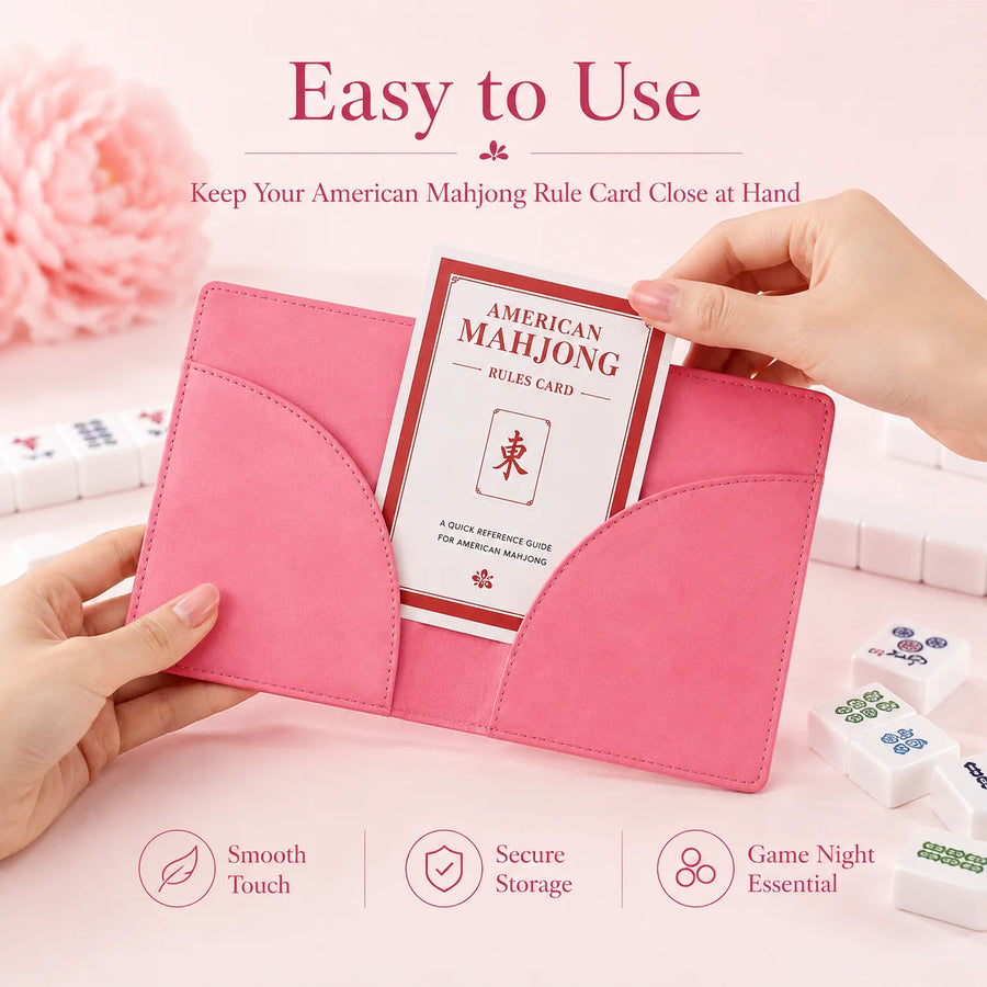 American Mahjong Rule Card Holder, Faux Leather Storage Case, Portable Organizer for Travel, view 4