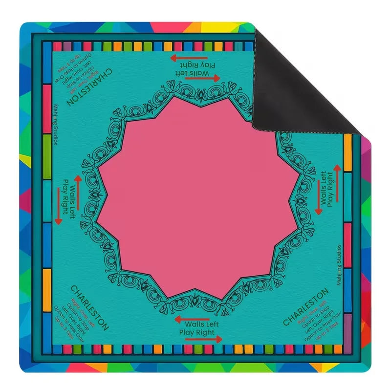 American Mahjong Table Mat, 31.5 x 31.5 Inch Heavy Duty Rubber, Quiet Game Pad