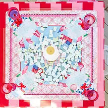 Mahjong Mat, Neoprene, Non-Slip, Waterproof, Foldable, Chinoiserie Lantern Print, view 12