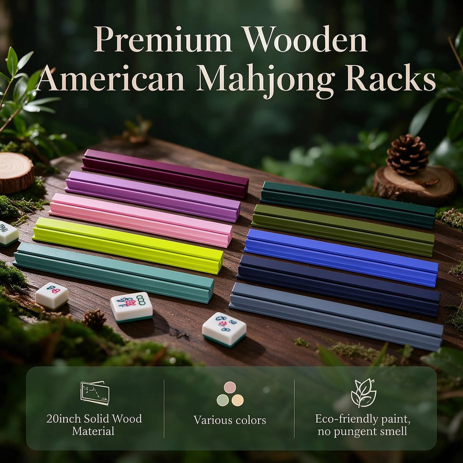 Mahjong Tile Racks and Pushers, Set of 4, 20 Inch Foldable Modern Wood, Portable, view 6