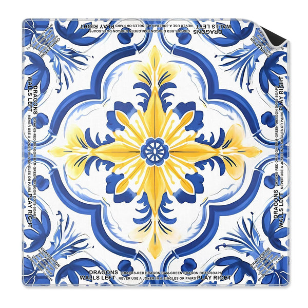 American Mahjong Mat, 33 Inch Neoprene Table Mat for Mahjong Tiles, Blue Chinoiserie