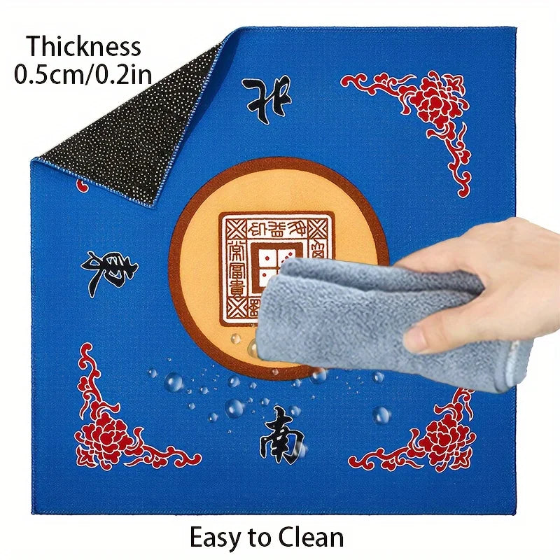 Mahjong Mat with Storage Bag, Non-Slip, Noise Reducing Table Cover for Party Games, view 2