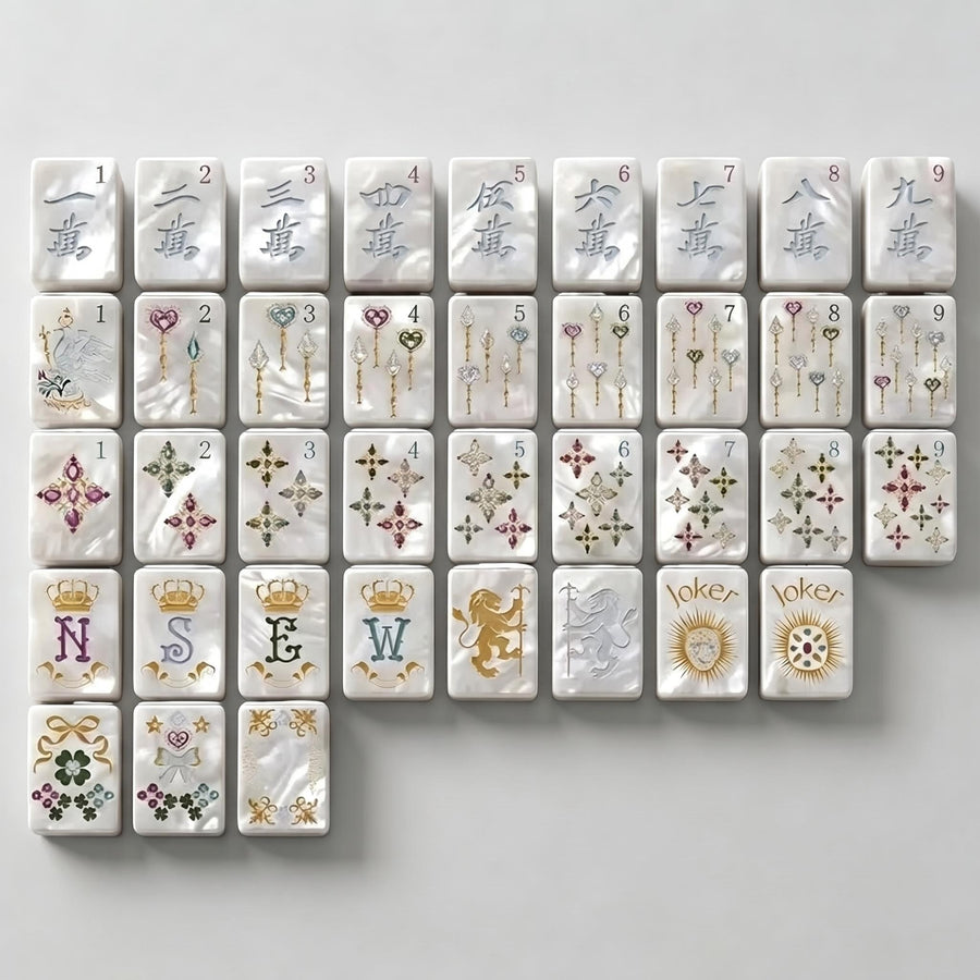 American Mahjong Set, Diamond Pearl Shell Style Tiles, Portable, view 6