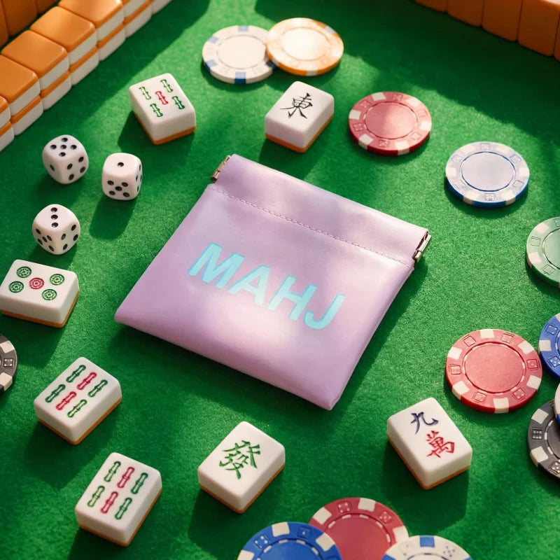 Mahjong Dice Storage Bag, Mini PU Leather Pouch for Dice and Coins, Travel Organizer, view 3