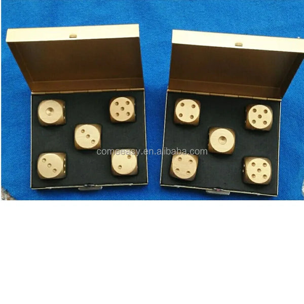 Mahjong Dice Set, Aluminum Travel Dice, Silver, for Party Games