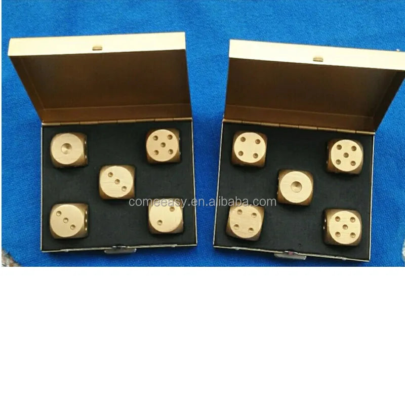 Mahjong Dice Set, Aluminum Travel Dice, Silver, for Party Games