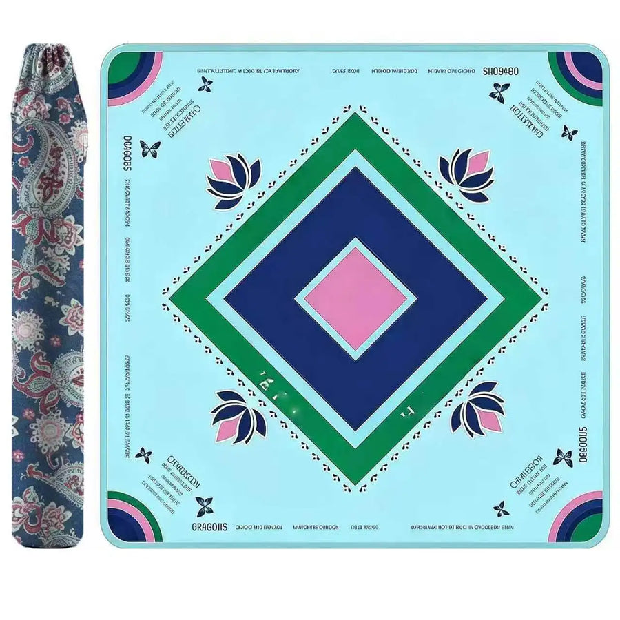 American Mahjong Mat, 33 x 33 Inch Natural Rubber, Non-Slip, Blue and White Floral, view 3