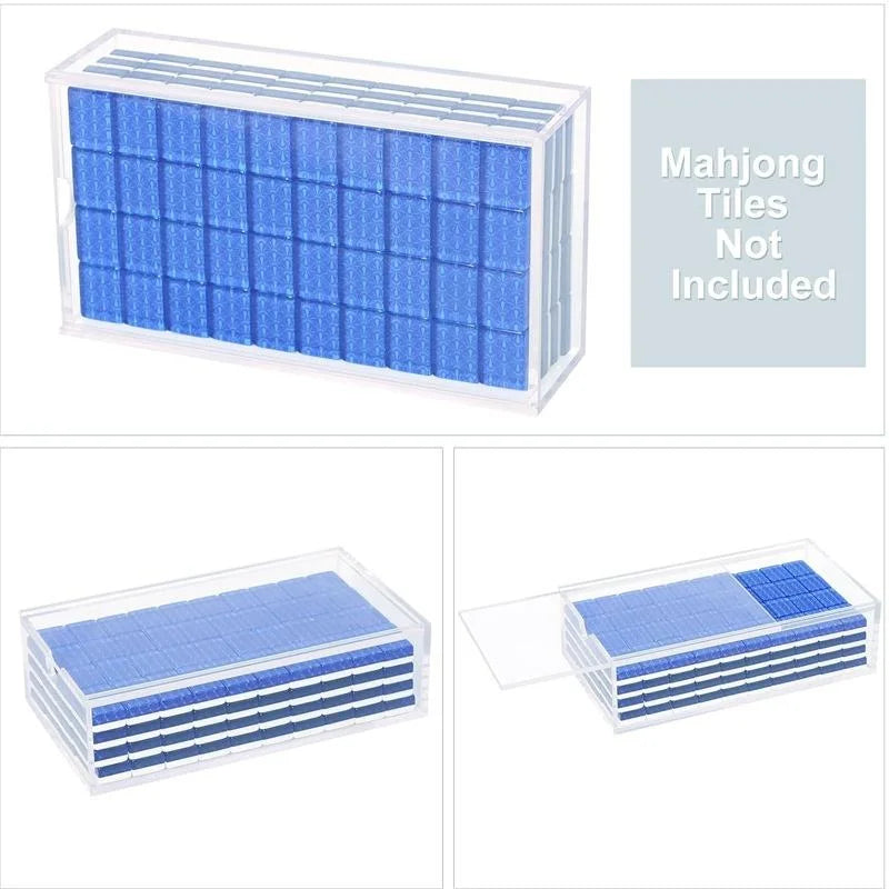 Mahjong Storage Box, Acrylic Display Case with Clear Sliding Cover, for 4 Players, view 2