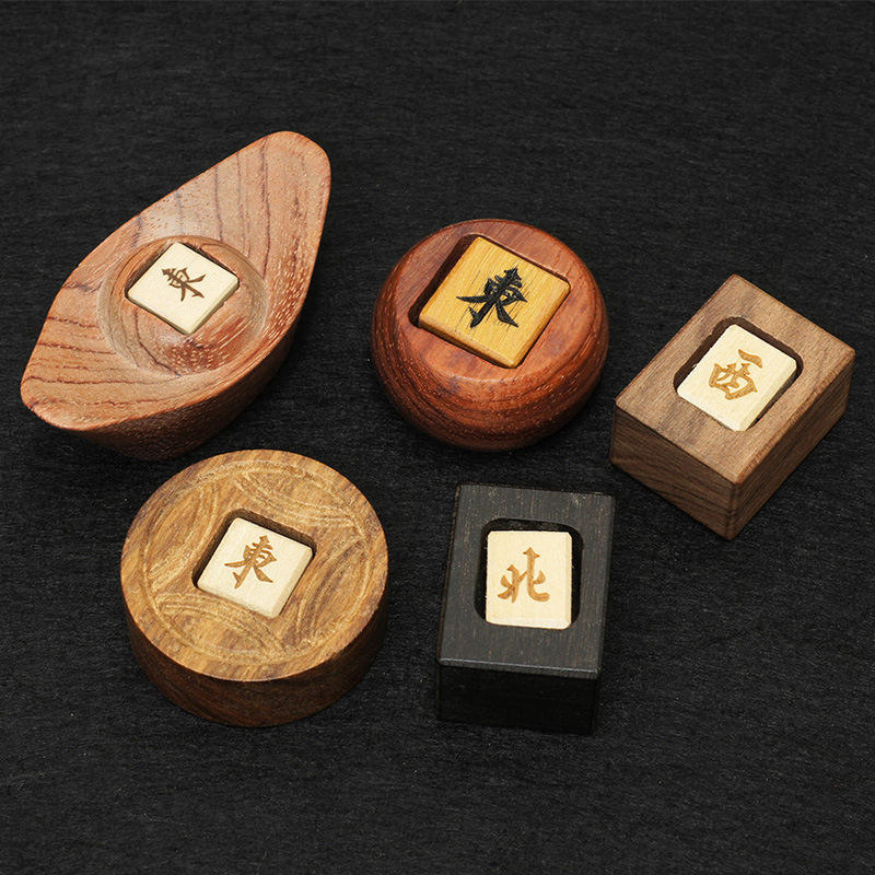 Mahjong Wind Direction Indicator, Solid Wood, Rounded Corner, Burlywood, view 5