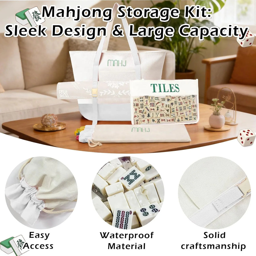 American Mahjong Storage Bag Set, 3 Pieces, Canvas, Large Capacity Lightweight Carrying Case, view 6