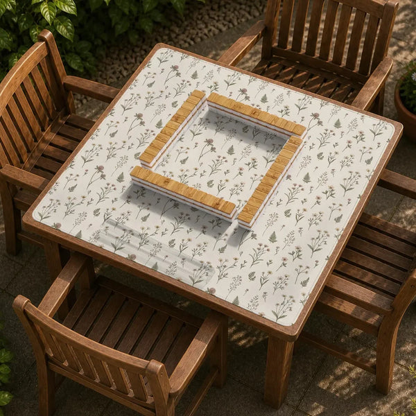 American Mahjong Mat with Storage Bag, Neoprene, Non-Slip, Noise Reducing, Vintage Wildflower Botanical