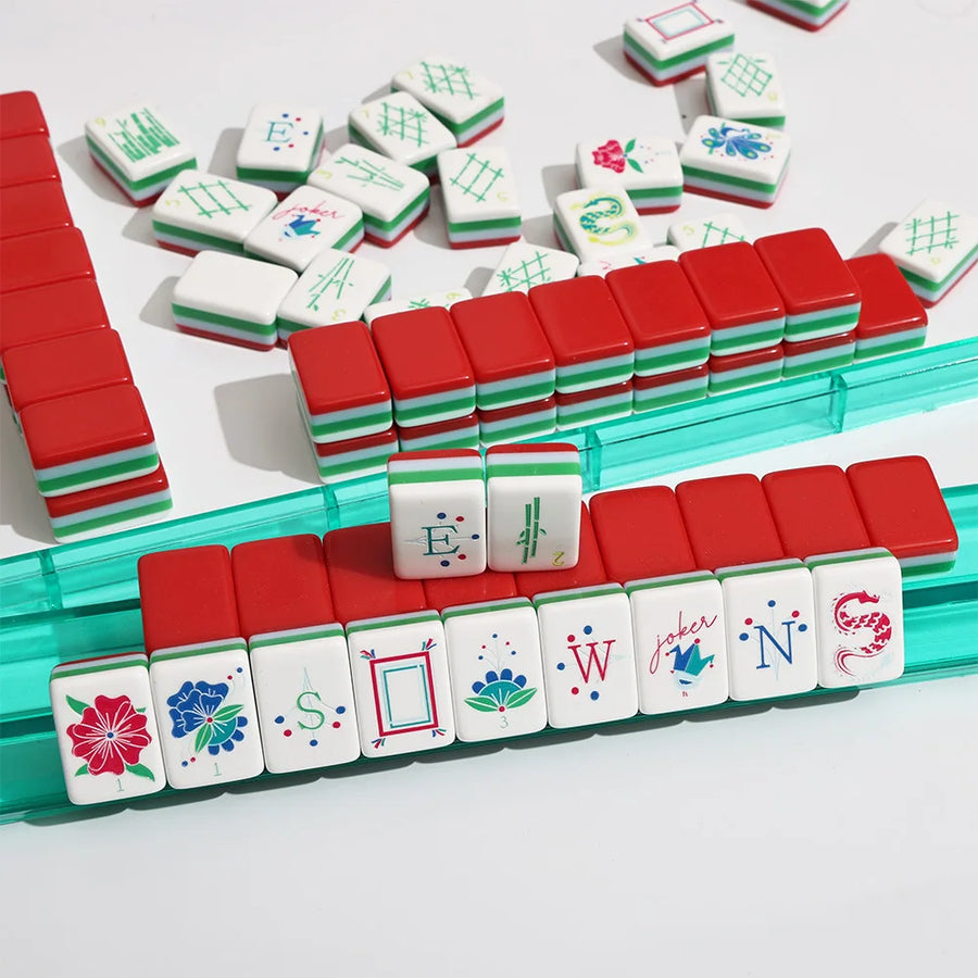 American Mahjong Tile Set, Four-Color Spliced Acrylic, Multicolor Tiles, view 2