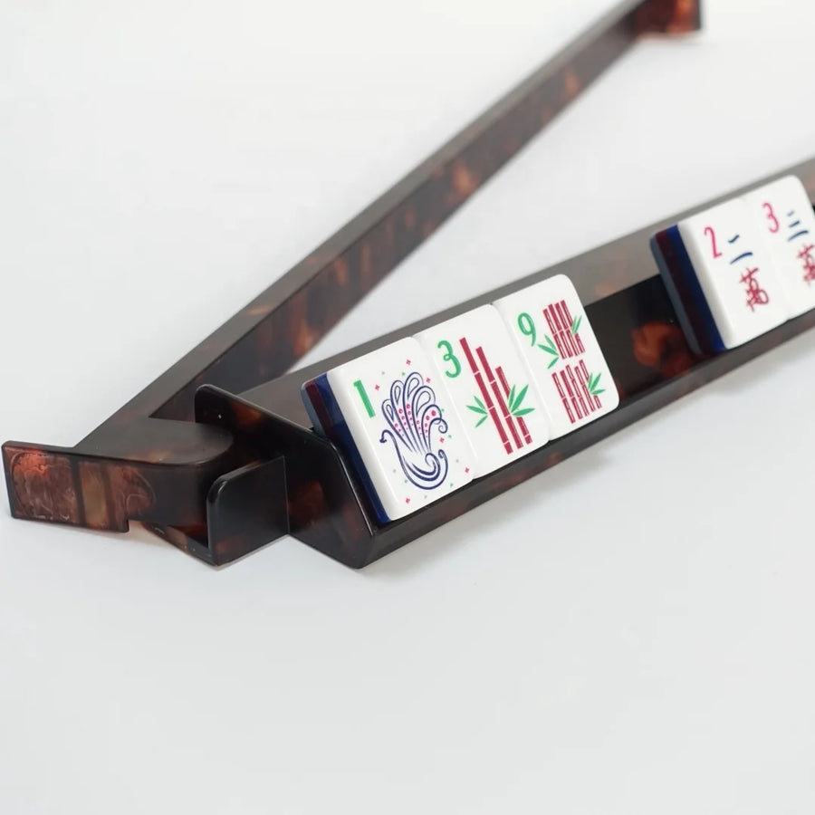 American Mahjong Racks with Pushers, Set of 4, 17.5 Inch Tortoiseshell, view 2