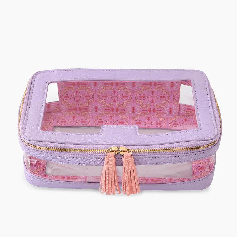 American Mahjong Tile Storage Bag, Clear Printed Makeup Bag Style Pouch, view 4