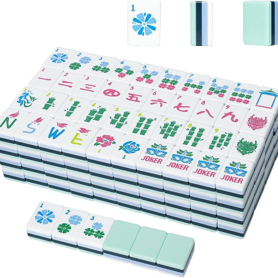 American Mahjong Set, 3 Layer Carved Acrylic Tiles, PVC Color Box, for Travel