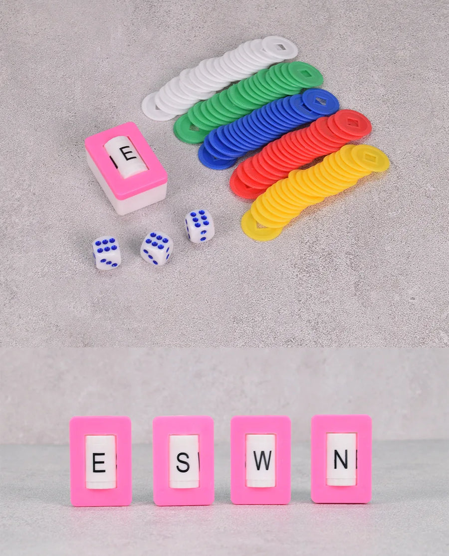 American Mahjong Accessories, Indicator Tiles with 3 Dice and Five Color Plastic Chips, view 4