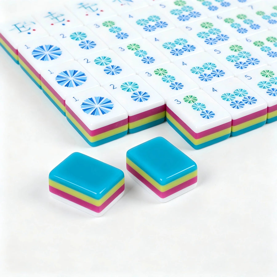 American Mahjong Set with Jokers, 4 Layer Lake Blue Acrylic Tiles, Boxed, view 3