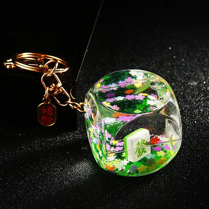 Mahjong Keychain, Acrylic Liquid Glitter Bag Charm, 10.5 x 4.5 x 4.5 cm, 5 Styles, view 6