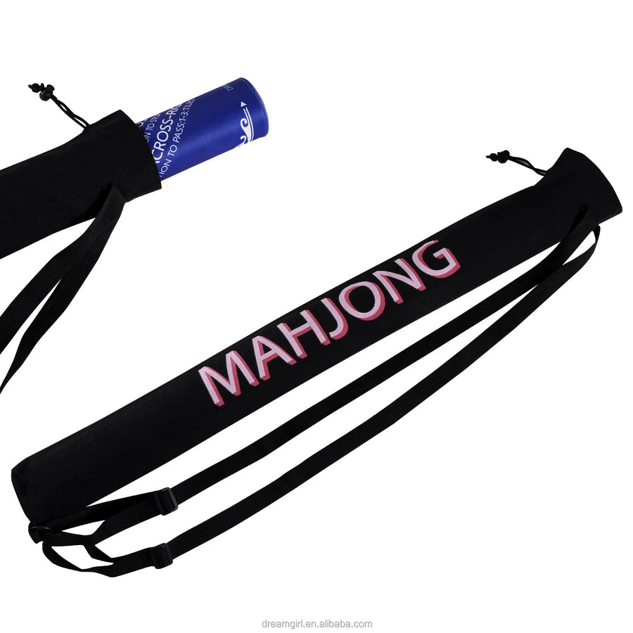 Mahjong Mat and Pusher Storage Bag, 34 Inch Long Polyester Drawstring Bag with Strap, Printed, view 11