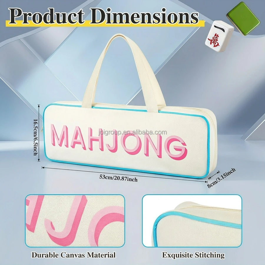 Mahjong Carrying Case with 4 Rack Slots and Mat Holder, Large Capacity Bag, view 3