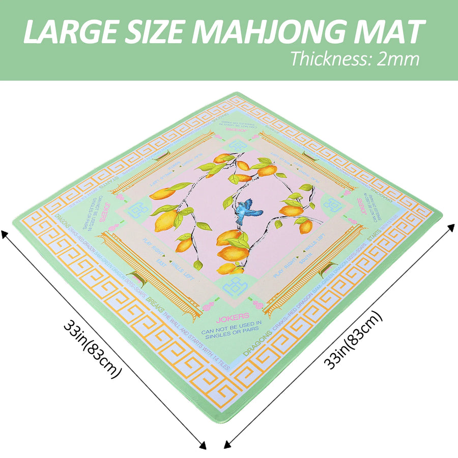 American Mahjong Mat for 4 Players, Square Rubber, Rollable, Portable, Lemon Yellow, view 4