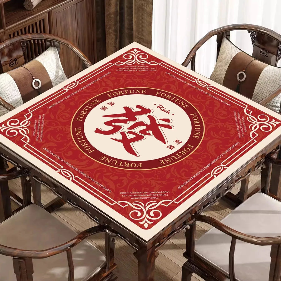 American Mahjong Mat with Storage Bag, Square Rubber, Non-Slip, Noise Reducing, Pink Bow