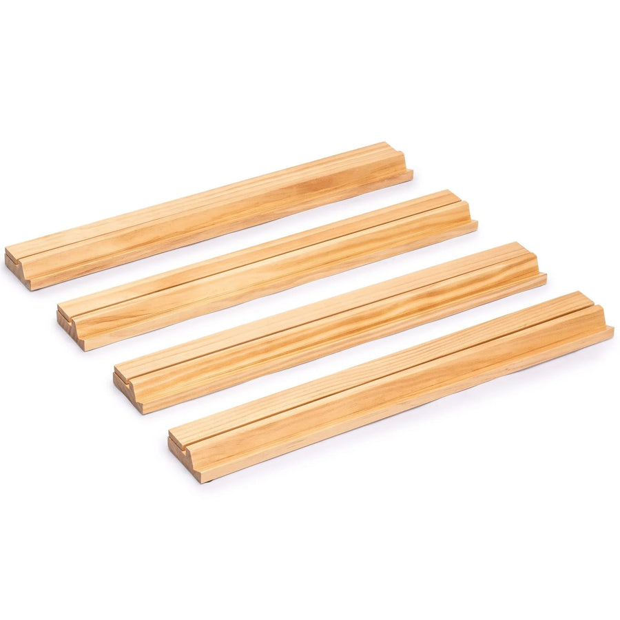 Mahjong Rack with Pusher, Natural Pine Wood Tile Holder and Organizer for Mahjong and Dominoes, view 2