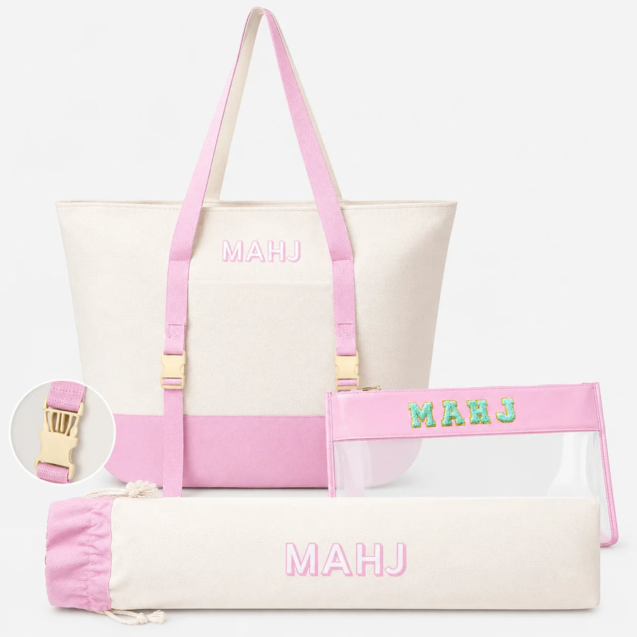 Mahjong Travel Bag, Canvas Carrying Case and Accessories Organizer, Portable, view 11
