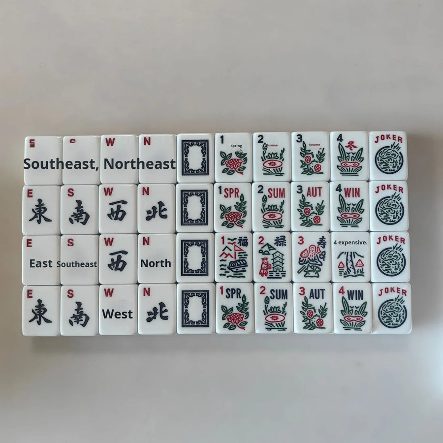 American Mahjong Set, 166 Pieces, 30mm Melamine Tiles for Family Games, view 2