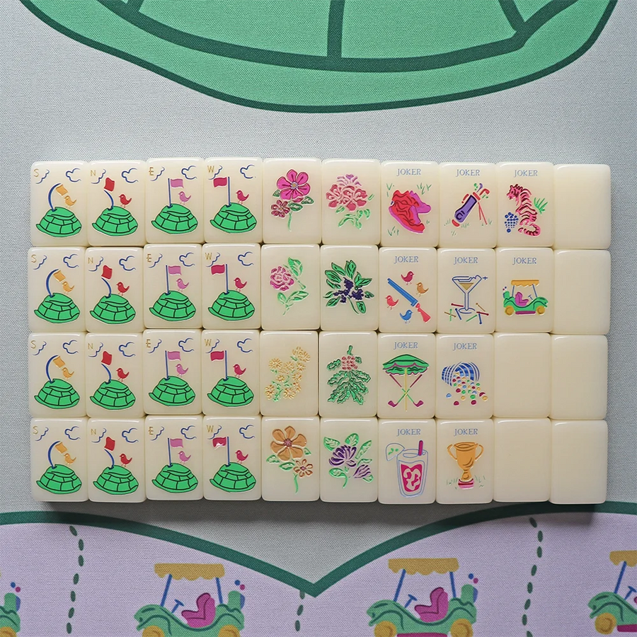 American Mahjong Tile Set, Single Layer Acrylic, Jade Jelly, Palm Springs Minimal Botanical Line, view 4