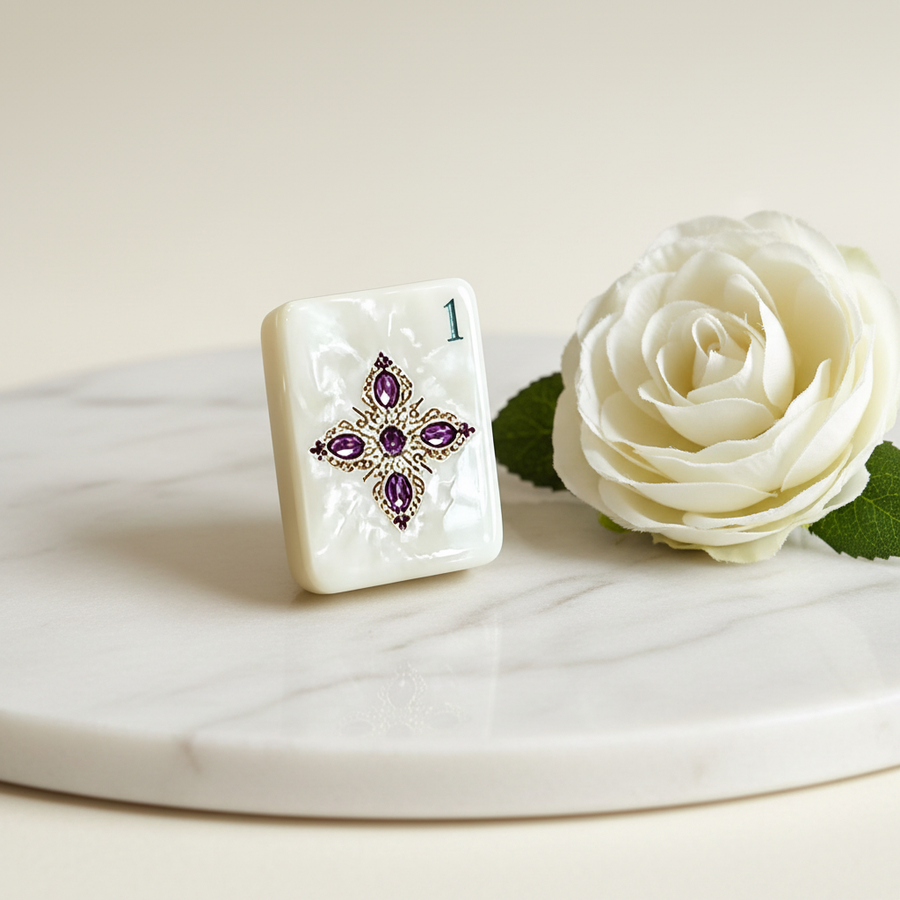 American Mahjong Set, Diamond Pearl Shell Style Tiles, Portable, view 2