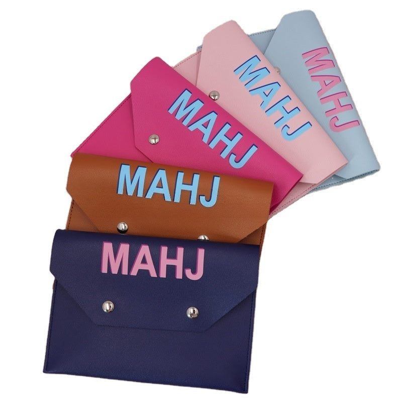 Mahjong Card Holder Pouch with Magnetic Closure, Portable Travel Bag, Multi-Color
