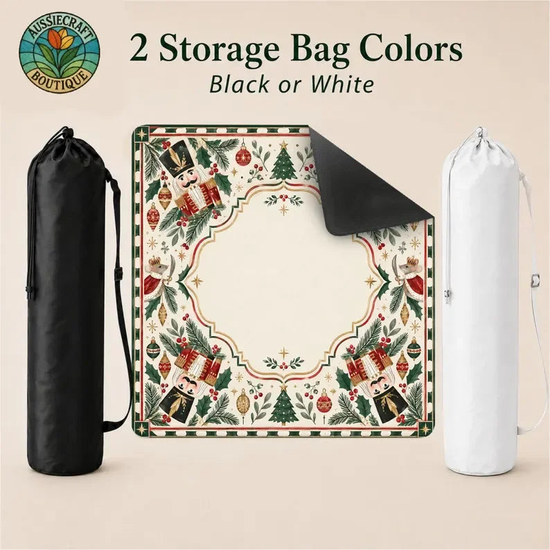 American Mahjong Mat with Storage Bag, Neoprene, Non-Slip, Noise Reducing, Peony and Peacock