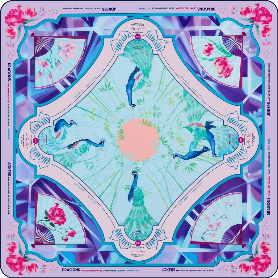 Mahjong Mat for 4 Players, Felt Surface, Natural Rubber Backing, Foldable, Modern Design