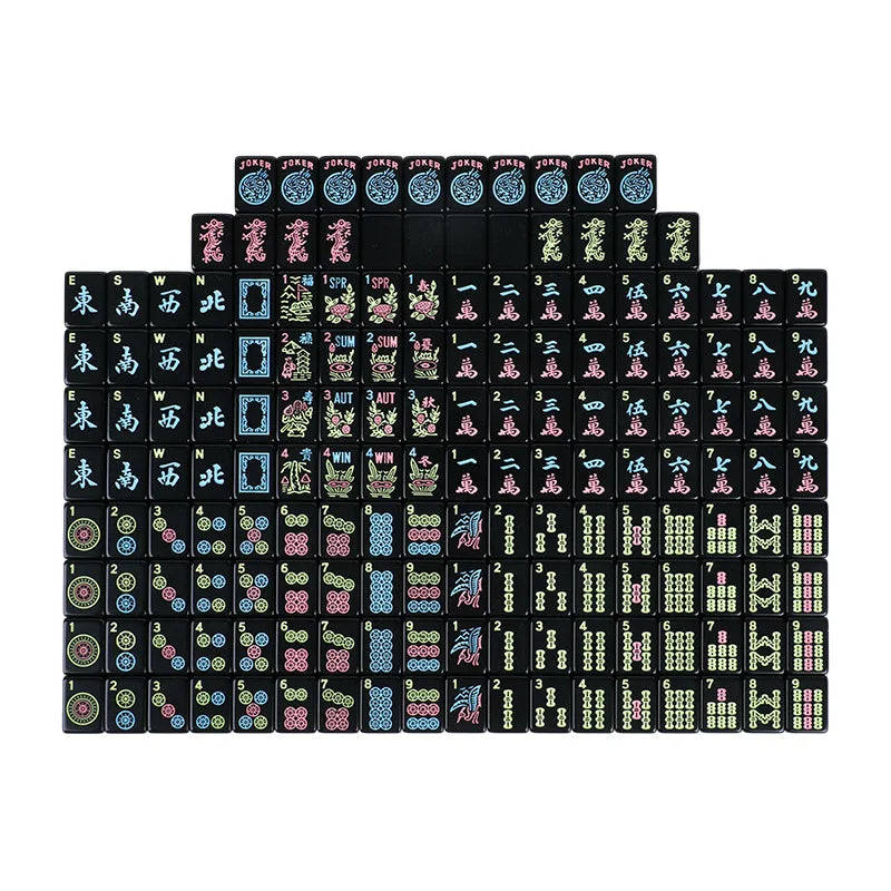 American Mahjong Set, 160 Engraved Hand Polished Melamine Tiles, Solid Black