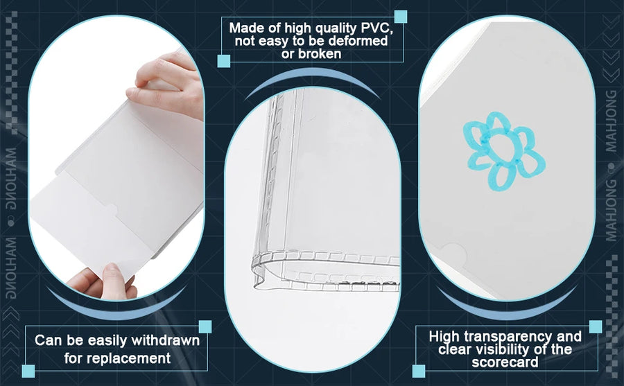 Mahjong Card Protector Covers, Set of 4, Clear Plastic, 6 1/8 x 4 3/4 Inch Large Card, view 7