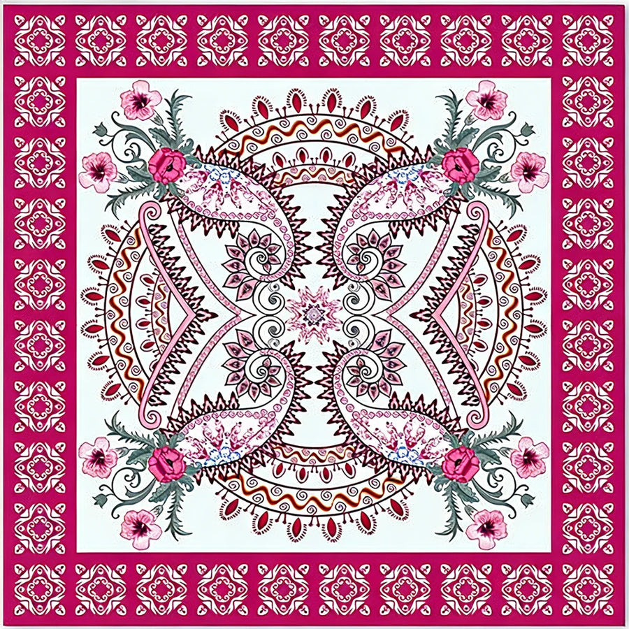 American Mahjong Mat, Neoprene, Non-Slip, Washable, Deep Purple Baroque Paisley Floral, view 8